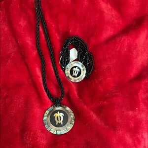 Black and Silver Turtle Pendant Necklace